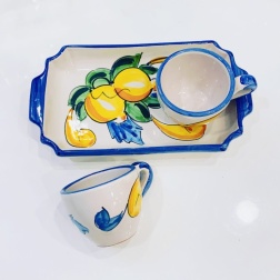 Bomboniera comunione set caffè ceramica di Vietri limoni